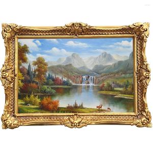 Molduras Europeias Retro Pintura a óleo Frame PO Espelho de estúdio Casamento Casa canto Decoração de parede de flor de flor