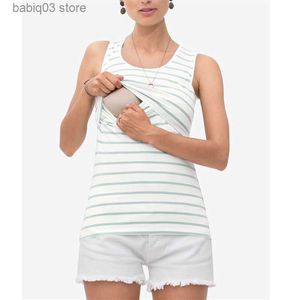 A maternidade no topo das camisetas novas de maternidade para a amamentação para mulheres grávidas de verão Summer Solid O-gola sem mangas colete