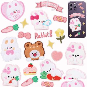 Sewing Notions Tools Cute Animal Iron Ones Self Adhesive Rabbit Bear White Furry Embroidered Diy Decorative Appliques Stickers For Dhijl