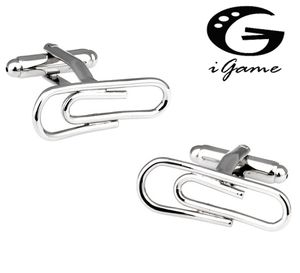 Promotion!! Clip Cufflinks Silver Color Novelty Paper Clip Design Copper Material Free Shipping