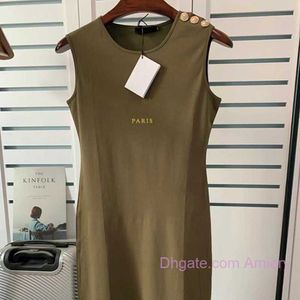 Womens Designer Dresses Brand High Quality Sleeveless Casual Dress Cotton Embroidered Slim Pullover Letter Sexy Dodycon Solid Skirt Knitted Female