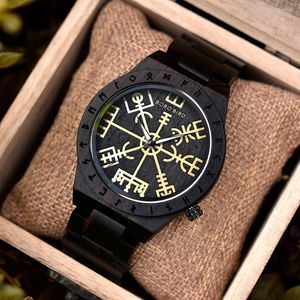 Wristwatches Reloj Hombre BOBO BIRD Wood Watch For Men Runic Circle Watches With Golden Helm Of Awe Or Vegvisir Male Wristwatch Drop