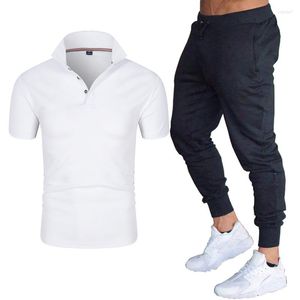 Herrspår 2023 -försäljning Summer Polo Shirt Pants Set Casual Brand Fitness Jogger Men's