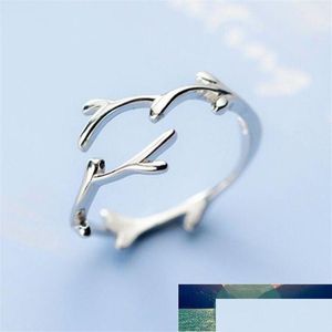 Band Rings New Simple Fashion Antler 925 Sterling Sier Jewelry Personality Branch Leaf Opening R039 Factory Price Expert Des Dhgarden Dhzqf