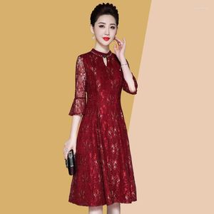 Casual Dresses Middle Aged Women's Clothing Spring Mother Nail Bead Dress Middle-aged Elderly Westernized Noble Mesh Embroidery