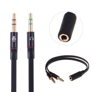 3,5 mm Jack 2 Man till 1 kvinnlig hörlurar Mic Audio Y Splitter Adapter Cable Line Adapter