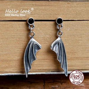 Huggie HelloLook Punk Devil Wings Tropfenohrring für Frauen 925 Sterling Splitter Piercing Ohrring Vintage Wings Charms Ohrring