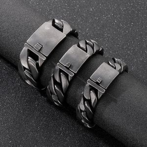 Bracciale rigido resistente con catena cubana spessa, gioielli, bracciale in acciaio inossidabile spazzolato nero opaco di alta qualità, accessori da uomo