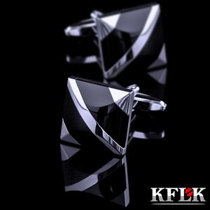 Kflk Jewelry Fashion Shirt Bufflinks para masculino Botões de manguito de manguito link preto gemelos de alta qualidade aboaduas convidados