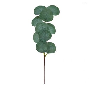 装飾的な花1ブーケ優れたシミュレーションプラントイージーケアカラーファーストフェイクエレガントな人工ユーカリの茎と偽の葉の茎