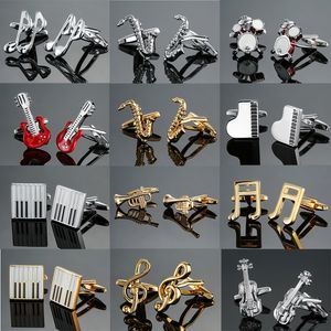 DY Ny högkvalitativ mässing Musikinstrument Sax trumpet Drum Piano Violin Music Symbol French Shirt Cufflinks gratis frakt