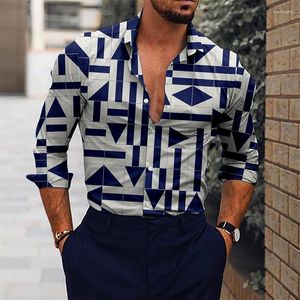 Camisas casuais masculinas 2023 Top Long -Sleeved Lapel Fashion S Plaid Dots Spring e Summer Material Material Alto -Graphic 6xl