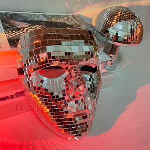Maschere per feste Disco Ball Glitter Mirror Maschera per il viso Festival Maschere per mascherate per Cosplay Halloween Party Night Club Mask Shap Home DJ Decor 230523