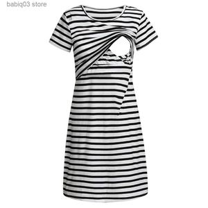 Maternity Dresses Womens Maternity Clothes Mom Nursing Dress Maternity Dresses Striped Cotton Tops Blouse T Shirt Breastfeeding Vest Top Homewear T230523