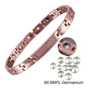 Armbänder 99,999%GE Titan -Armbänder für Frauen AAA Zirkonia Roségoldcolor Magnetische ID -Armbänder reines Coneshape Germanium Armband