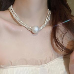 Choker Minar Elegant Imitation Pearl Strand Beaded Necklaces Three Layered Oversized Pearls Acrylic Necklace For Women Jewelry