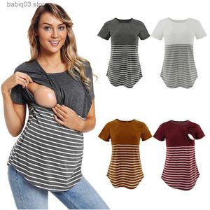 Top maternita TEES 2022 Abiti di maternità Tops in gravidanza Blusa allatta a maniche lunghe Donne Top Mama Abbigliamento T-shirt in gravidanza Premaman T230523