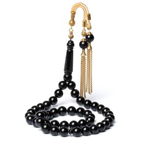 Giyim toptan el yapımı siyah 10mm 45Beads Müslüman Masbha Sibha İslami Dua Boncukları Tespih Güzel Altın Tassel Tasbih Romanda Hediyeler