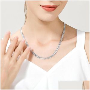 Chains Fashion Woman Men Chain Necklace S925 Sterling Sier 16/18/20/22/24 Inch 6Mm Side For Engagement Jewelry Gift Dhgarden Dhpqx