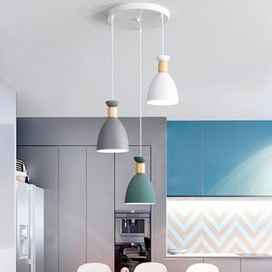 Lampy wiszące LED Drewniane stalowe zawieszenie Luminaire Prosty stylowa sztuka minimalistyczne wnętrza domowego żyrandola światła sufitowe Eco 3 Headed