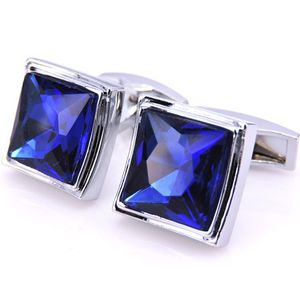 DY French Men's Fashion Gemelli Gemelli in cristallo blu di qualità per gioielli di lusso da uomo