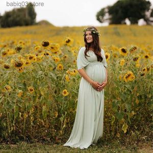 Бессмысел платья для беременных для беременных платья для беременных по поясу многофункционально элегантное платье детского душа Сексуальное v-образное вечернее платье для беременности T230523