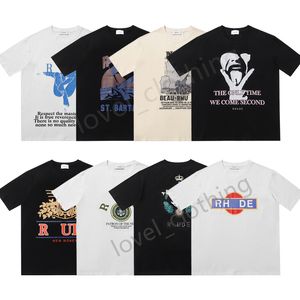 Herren T -Shirts Designer Herren Frauen T -Shirts Rhude Summer Street Fashion Freizeit lose hochwertige Cottons Print Beach Luxurys Trend Paare Kleidung Größe SXL SXL