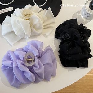 Large Laryered Bowknot Hair Claw Crab Hairpins Fashion Cross Plastic Hair Clips Barrettes Women Girls Korean Hair Accessories