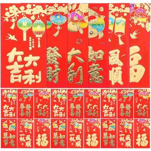 Confezione regalo 30 pezzi Busta rossa Tasca per borsa Hong Bao Delicato stile cinese Calza per soldi Bomboniera anno