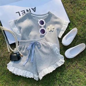 Clothing Sets Girls Summer TshirtShorts Short Sleeve Children Casual Clothes Suits Toddler Girl Kids Sportswear 2Pcs 27Y 230522