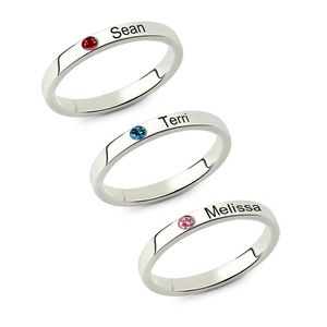 Anéis femininos presentes fantasia nome anéis empilháveis com pedra de aniversário anel de letra personalizado prata 925 para mãe joias bague ringen