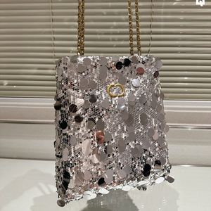 Pailletten Damen Designer-Einkaufstasche Bling Bling Gold Metall Hardware Matelasse Kette Große Kapazität Schulter Jumbo Handtasche Mode Geldbörse Sacoche Dot Wallet 26x30cm