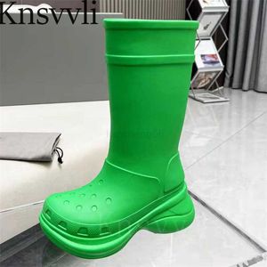 Thick Sole Rain Shoes Women Rubber Waterproof Rain Boots Men Height Increasing Knee High Boots Unisex Runway Shoes Woman X230523