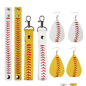 Anahtarlıklar Landards deri anahtarlık kolye yaratıcı beyzbol küpeler bilezik çantaları dekorasyon bayanlar moda mücevher aksesuarları dh4cq