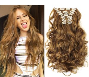 24 inch fashionable 16 card 7-piece set of women long curly hair high temperature matte silk hair extensions with many styles to choose from and support customization