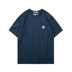 2023 Marca de ferramentas de camisa européia e nova de moda Carhart Pocket Sleeves Plain Sleeves Tee curta versão americana Design Breathable 606ess