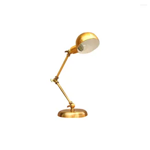 Bordslampor American Fashion Decorative LED Retro Bronze Rocker Lamp El Bedroom Bedside Study Desk Light Home Room