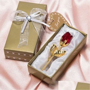 Party Favor Romantic Crystal Rose Metal Wedding Guest Present Desktop Decorative Ornaments Presentförpackning 20x30x90mm Drop Delivery DHVLD