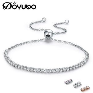 Bangle Doyubo Women's 925 Sterling Silver Bracelets with White/Pink Cubic Zirconia調整可能な長さの女性本物のバングルAE018