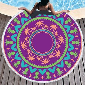 Microfiber Marble Abstract Pattern Beach Towel Round Large Watercolor Quicksand Yoga Towel With Tassel Beach Mat Blanket Cover