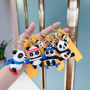 Schlüsselanhänger Kawaii Panda Schlüsselanhänger Damen Herren Tiere Schmuck Anhänger Anime Niedlich Auto Schlüsselanhänger Freunde Geschenk Paar Ring Skates Tasche Charm Moto