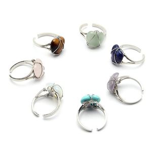 Anel solitário anel de cristal natural em forma de coração tecido personalizado Acessórios de jóias de jóias de moda do dia dos namorados Delive Delive Dh5hl