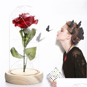 Party Favor Valentines Day Gift Glass Er Rose Led Light Simation Immortal Eternal Roses Flower Box Packaging 7 Colors Drop Delivery Dhe83