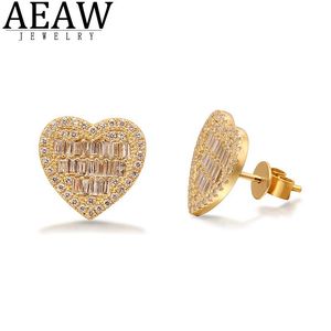 Earrings AEAW Classic Moissanite Heart Shape Earring Top Quality 100% 14k Yellow Gold For Women Jewelry Earrings Engagement