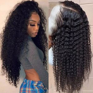 Short Kinky Curly Human Hair Wig Pre Plucked Peruvian 360 Lace Frontal Wig Black /Brown /Blonde Synthetic Lace Front Wig For Women