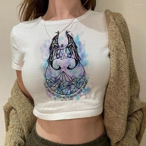 女性のTシャツAcotar Velaris Hippie Aesthetic Crop Top Semale Cawai 2000S 90S服