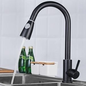 Bathroom Sink Faucets Rotatable Stainless Steel Pull Type Nickel Kitchen Faucet Single Hole Out Spout Mixer Tap Stream Sprayer Head