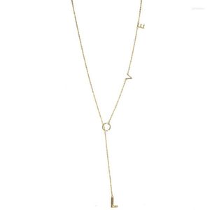 Kedjor högsta kvalitet lariat kärlek halsband guld färg l o v e bokstav länk kedja dainty minimal tjej kvinnor gåva 925 sterling silver smycken