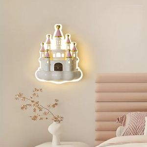 Lampy ścienne Zamek Pink Princess Room Dziecięcy lampka nocna nowoczesna minimalistyczna kreatywne lampy sypialni dziewczynki