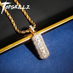 Halsband topgrillz hiphop guldfärg pläterad isad micro asfalterad cz sten xanax piller halsband hänge charm för män kvinnor gids